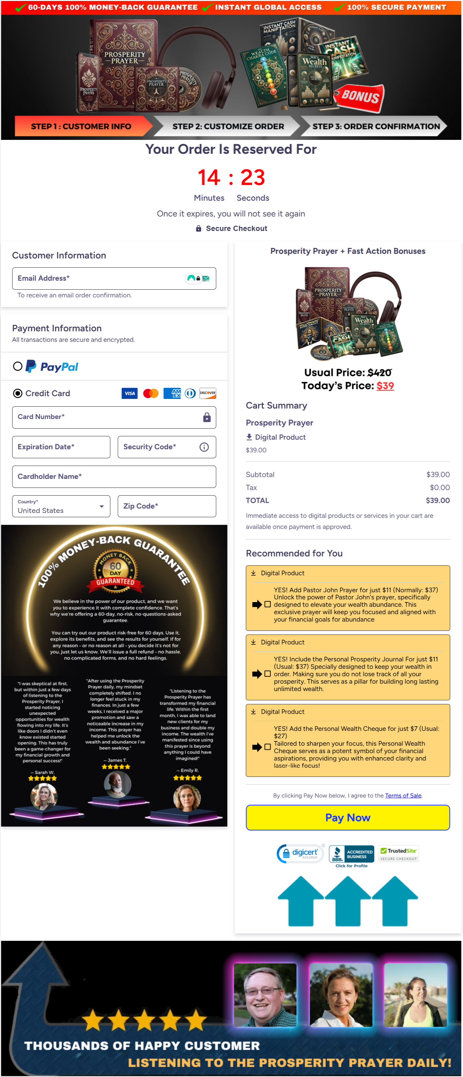 Prosperity Prayer Checkout Page